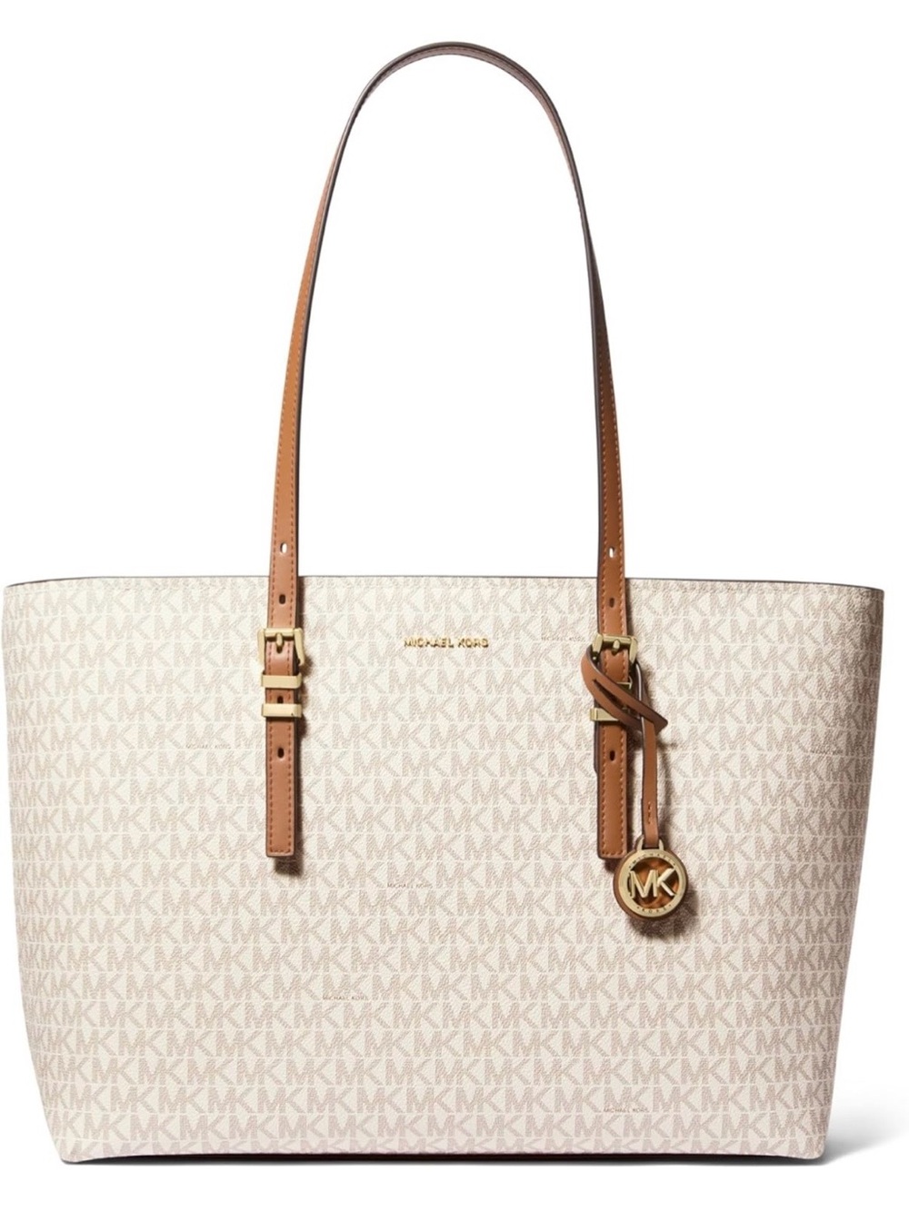 Michael Kors Beige Logo Tote with Acorn Trim
